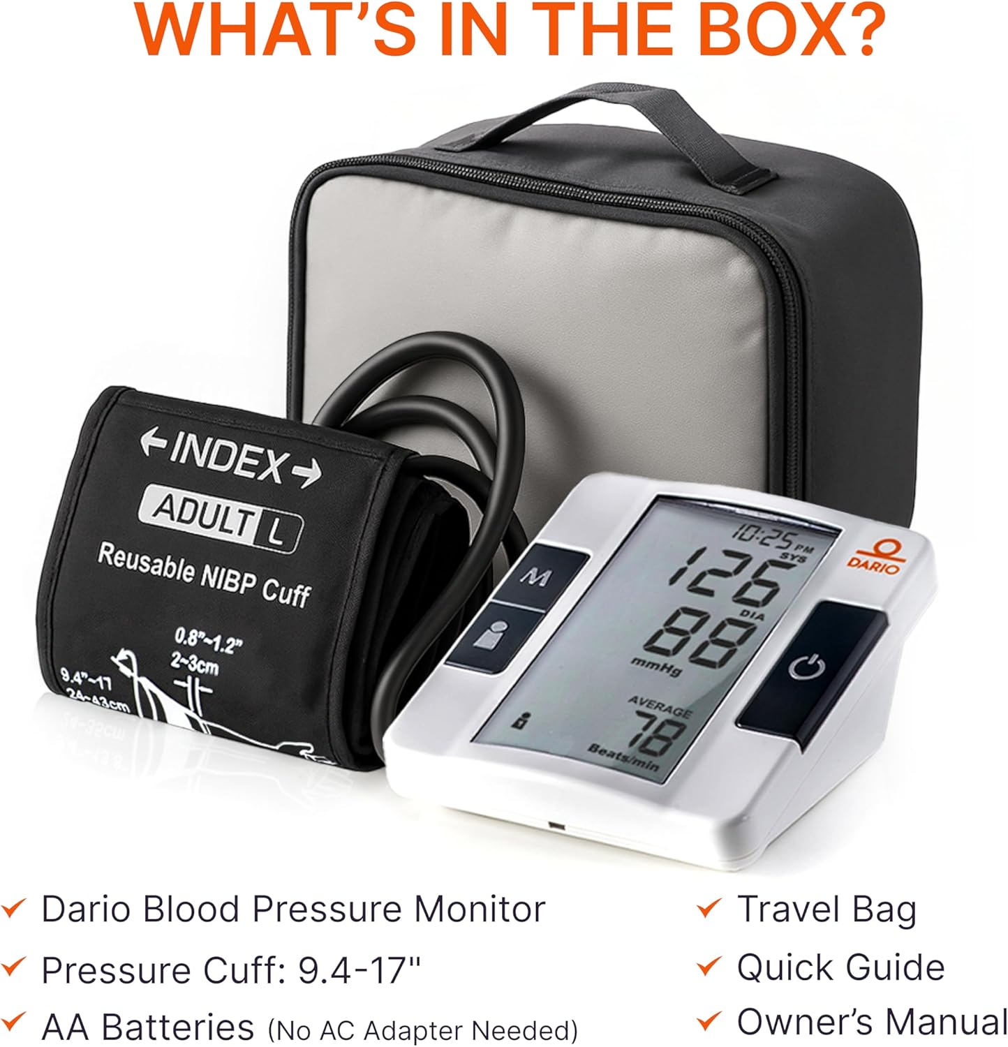 Dario Blood Pressure Monitor - Automatic Upper Arm Cuff (Gen 1)